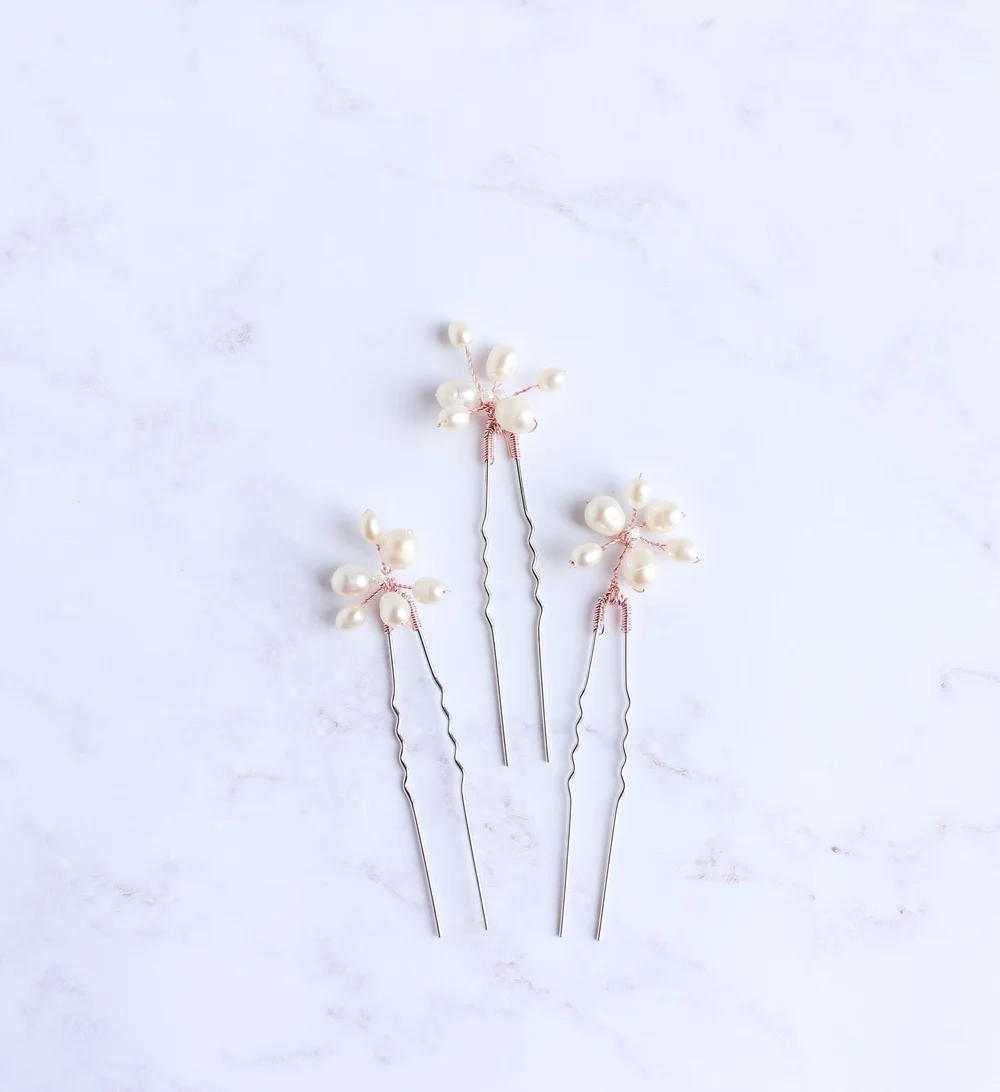 CLAIRE Bridal pearl hair pins — Toronto Bridal Jewels Wedding