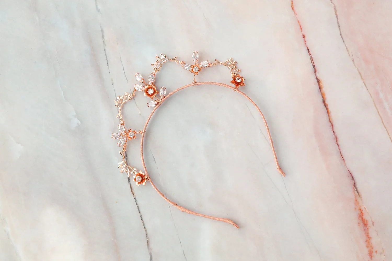 Rose Gold Leaf  Cz Headband Twig Branches Headband – Avigail Adam main image 3