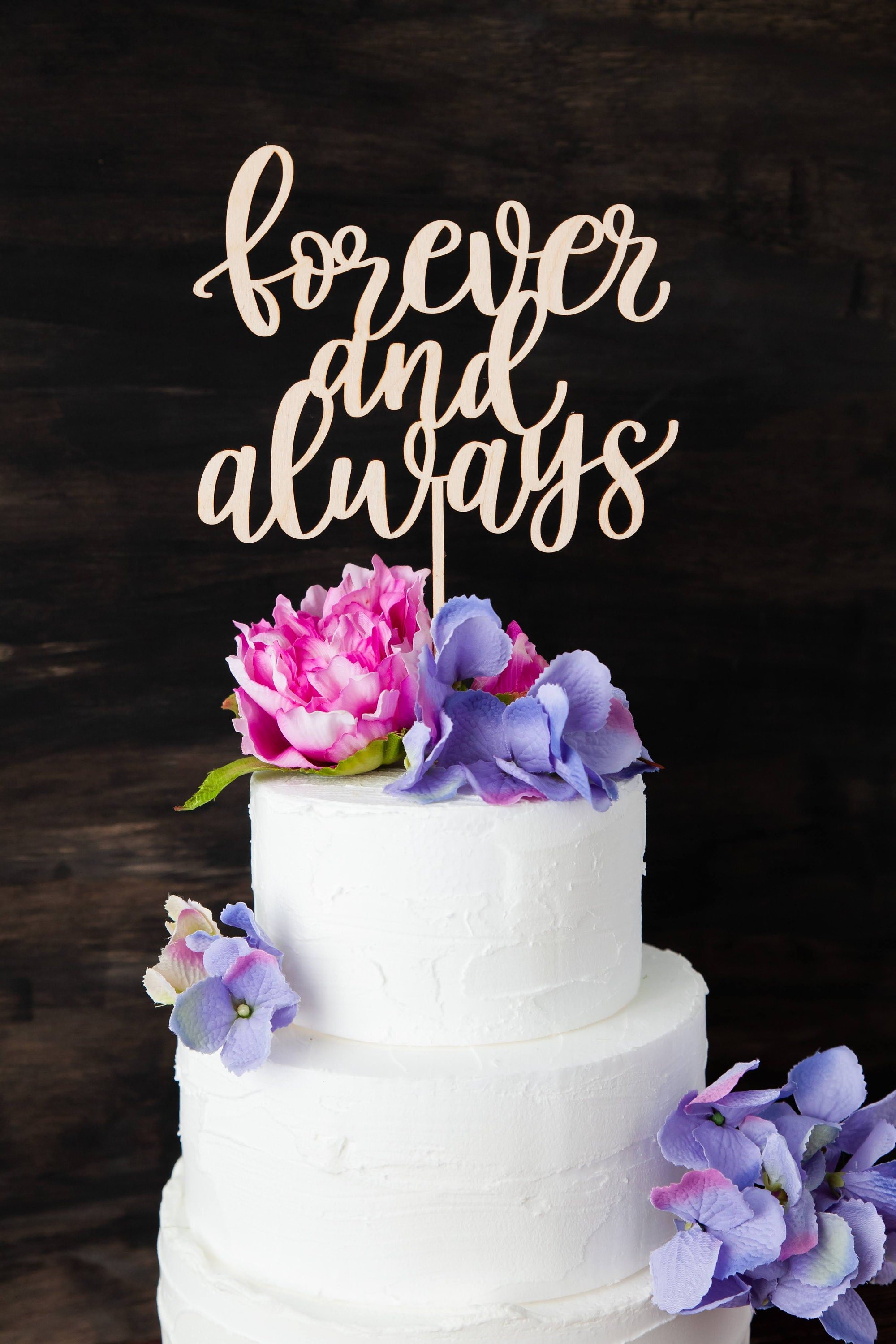 wooden cake topper, Bridal cake topper, Bridal shower cake topper, Bridal shower decor, Forever and always Wedding decoration cake topper, Custom cake topper for wedding