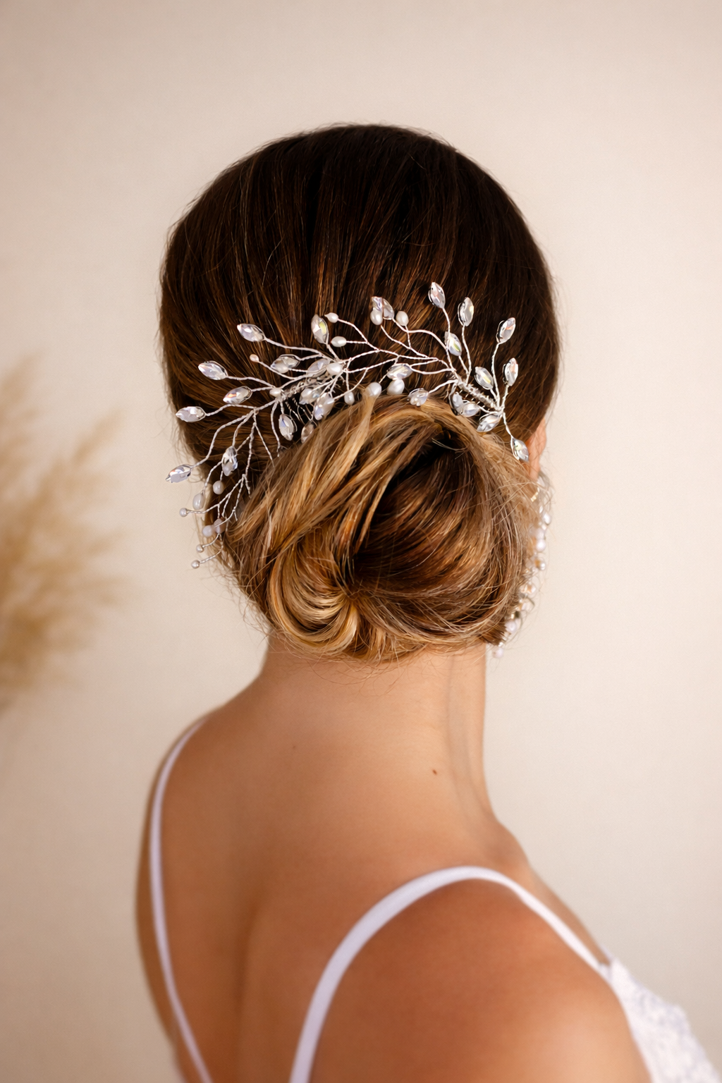 DENISSE Silver leaf bridal hair comb