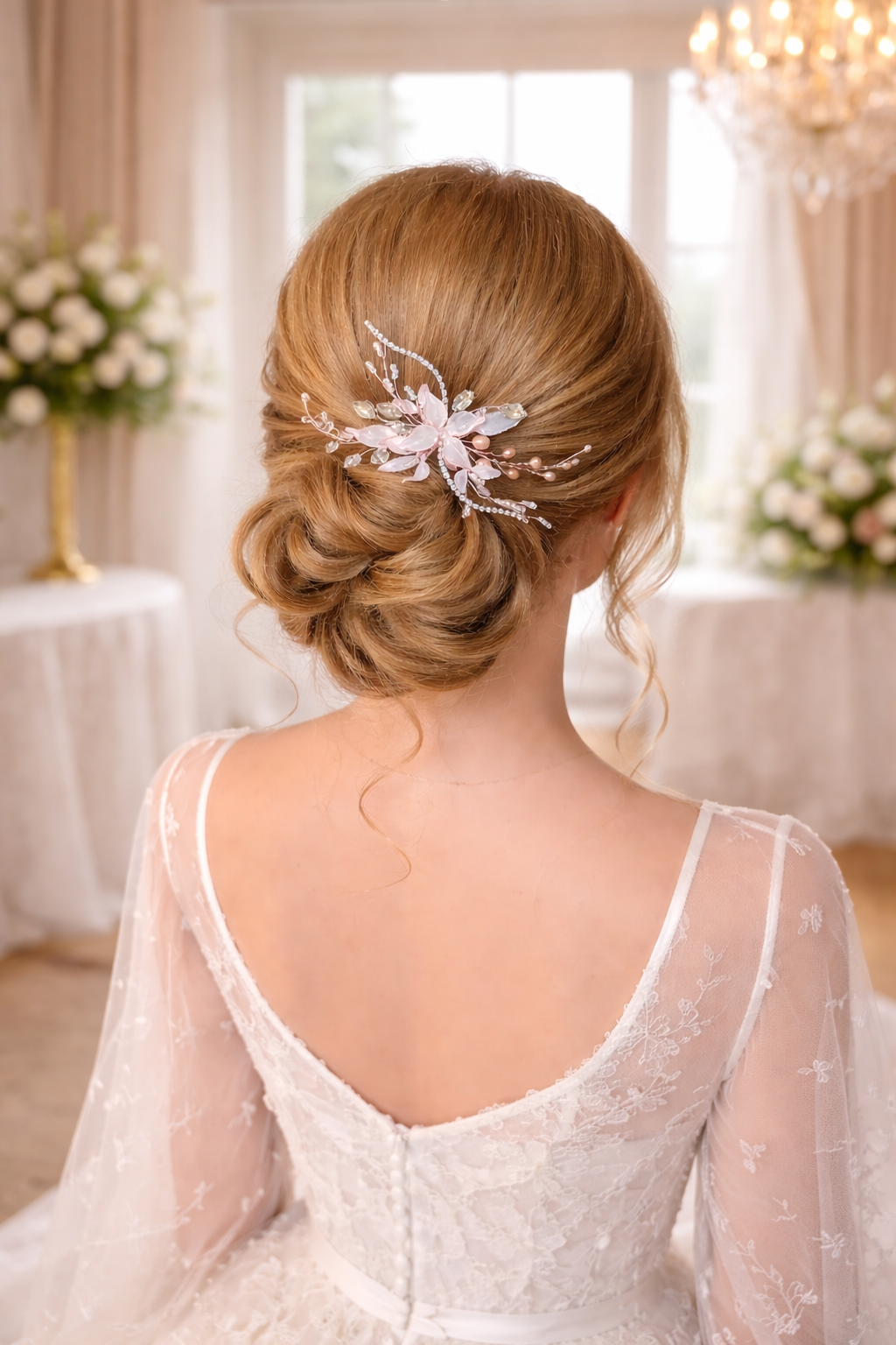 ELAINA Gold flower wedding hair comb - Handmade wedding hair accessories