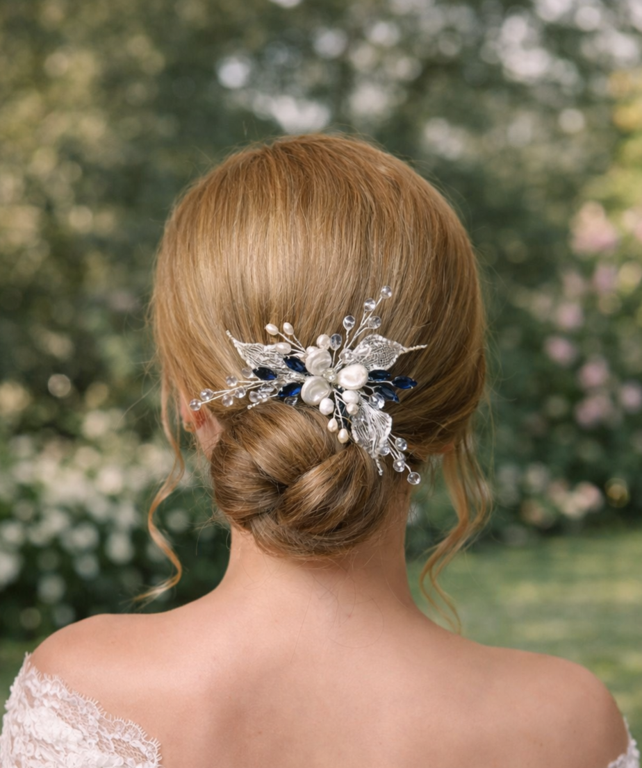 BRIGITTE Something blue bridal hair comb