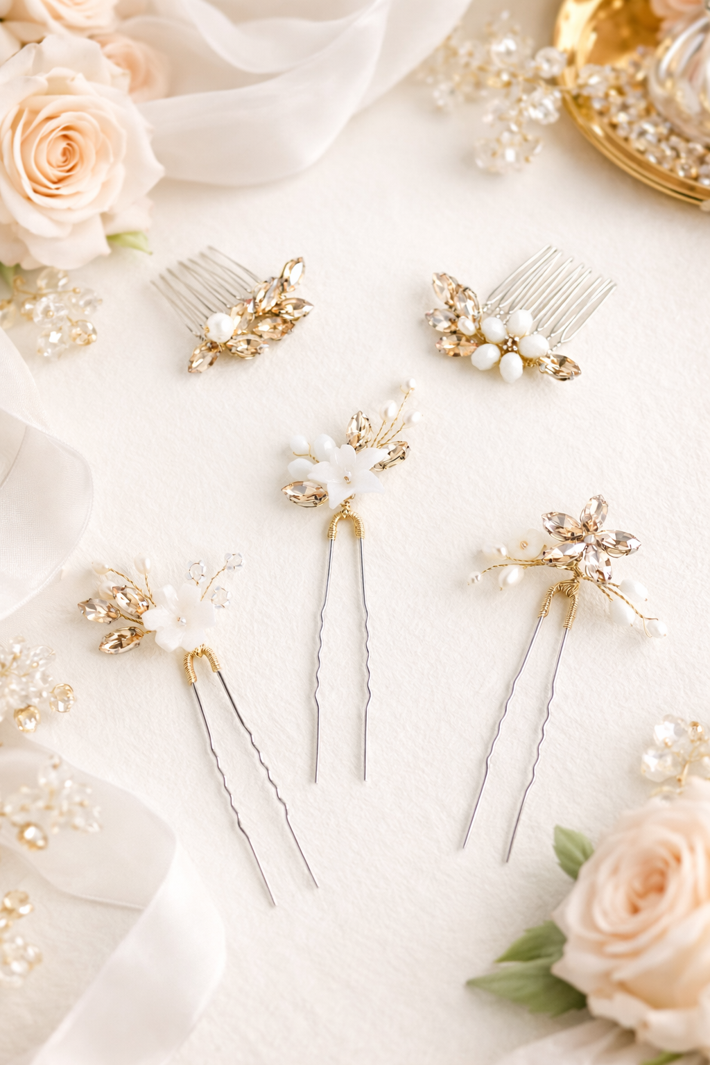 Rhinestone Bridal Hair pins Set of 5