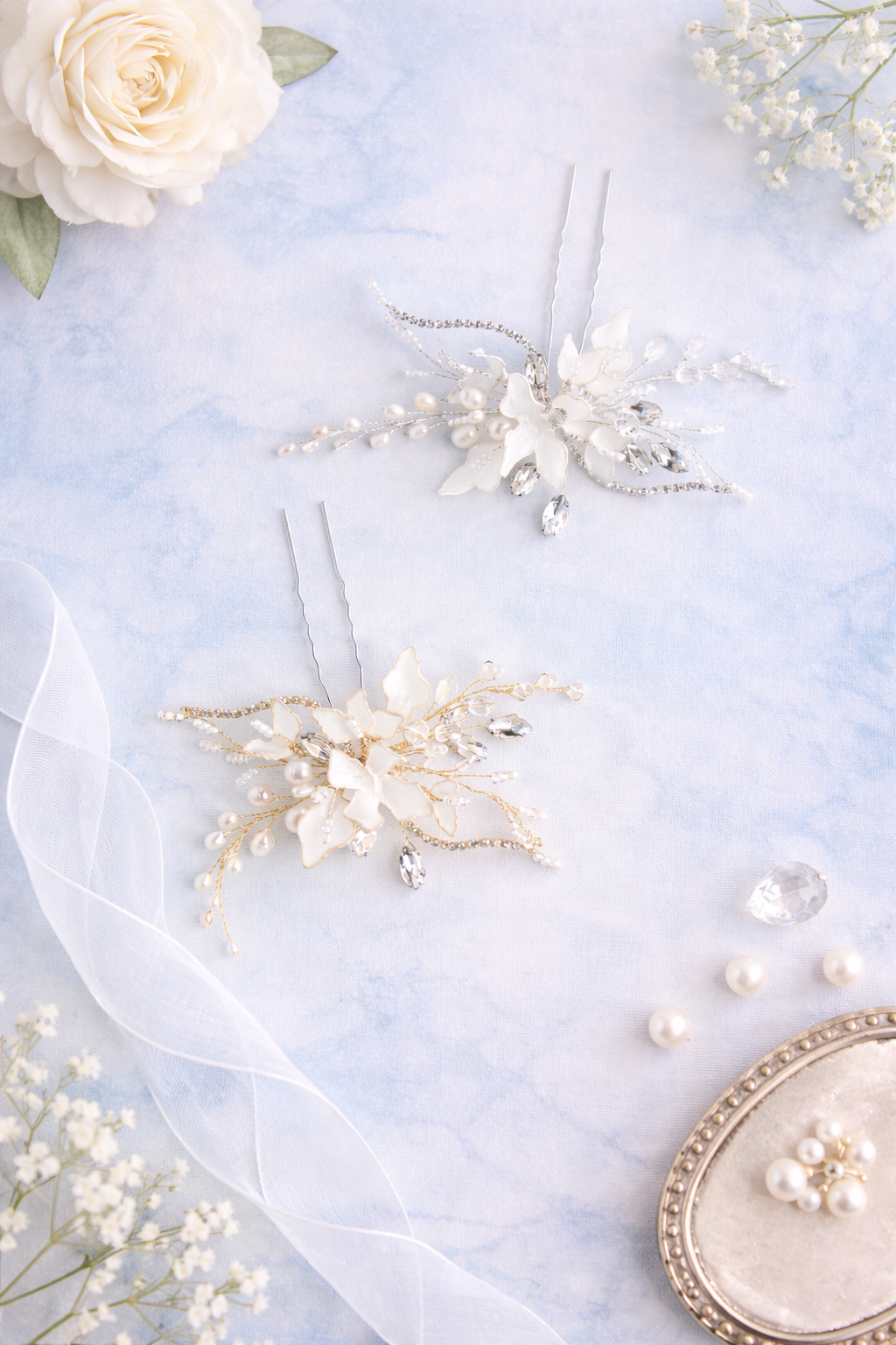 ELAINA Gold flower wedding hair comb - Handmade wedding hair accessories