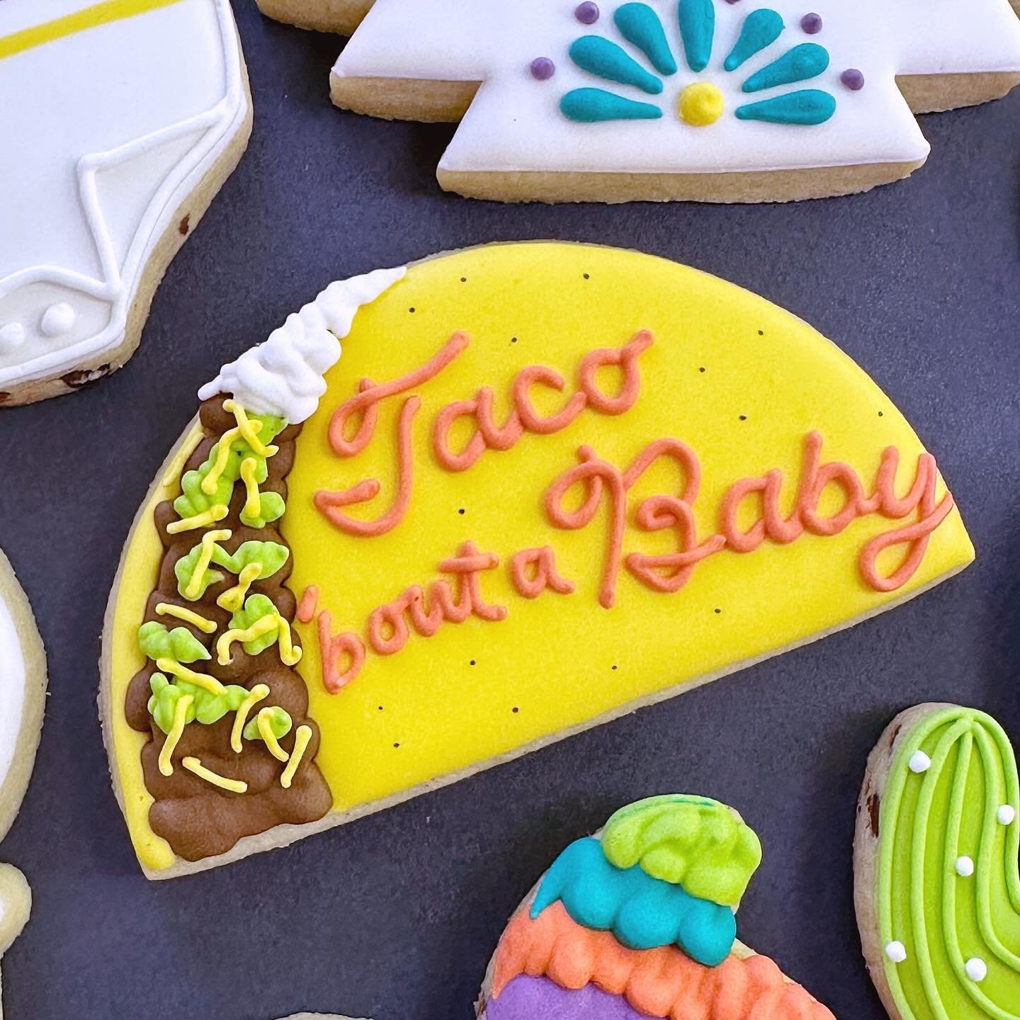 The taco closeups 🌮🌮

#tacoboutababy #babyshowercookies #customcookiesatlanta #atlcookies #customsugarcookies