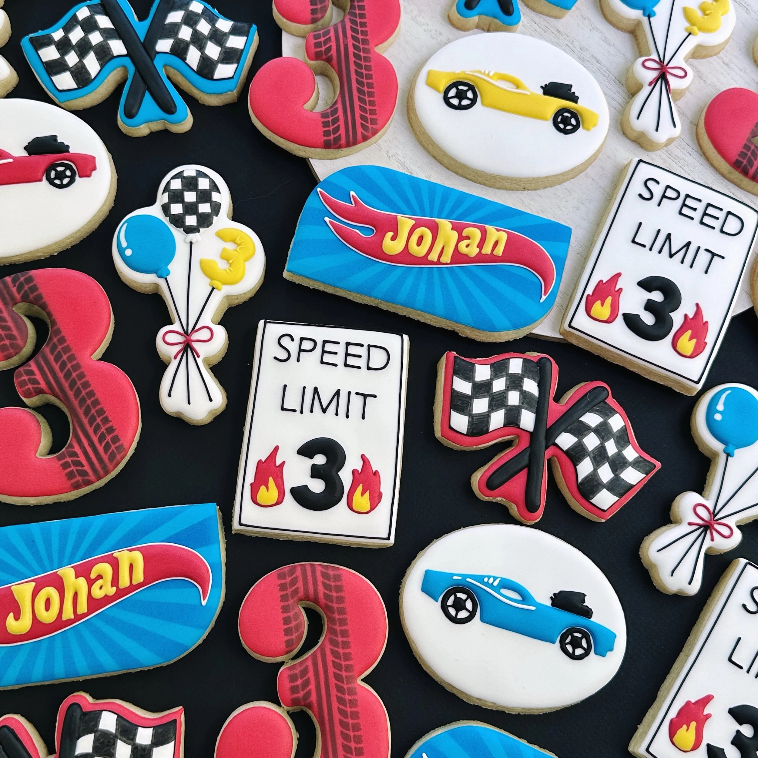 Johan is Speeding into 3! 🏎️ 

#hotwheelsbirthday #birthdaycookies #customsugarcookies #customcookiesatlanta #atlcookies