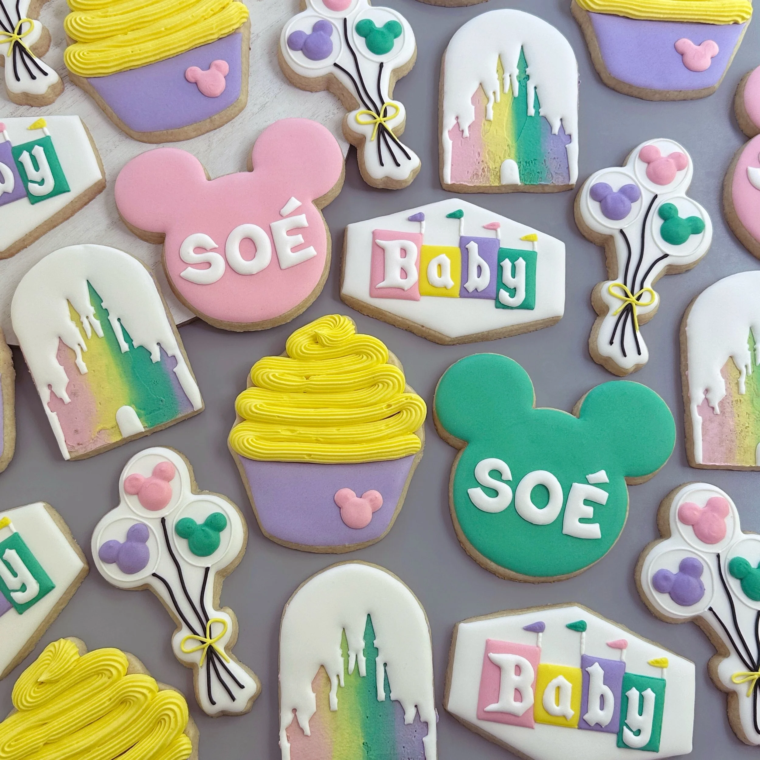 A magical celebration for baby So&eacute; 

#babyshowercookies #atlcookies #customcookiesatlanta #disneycookies #disneybabyshower