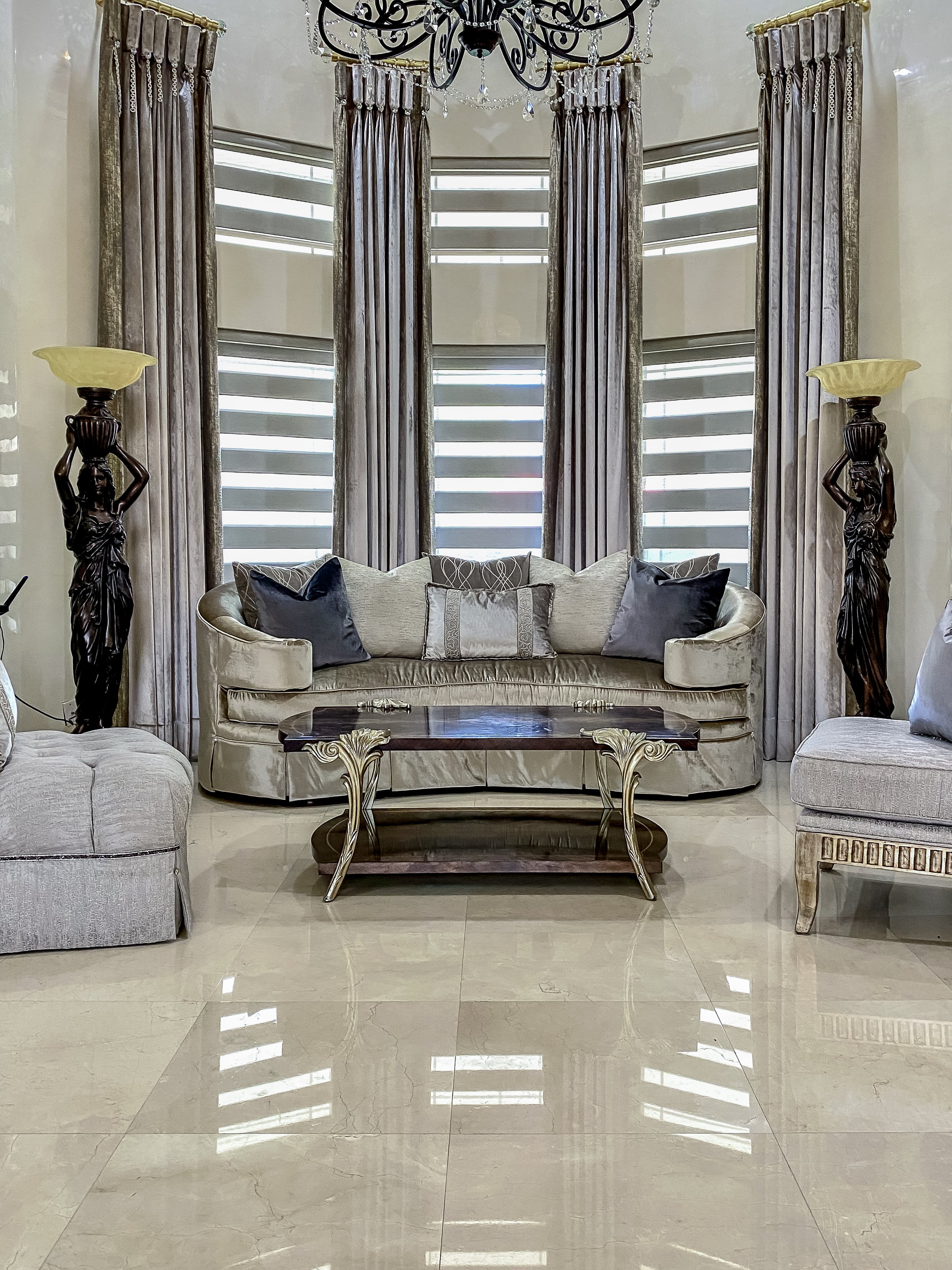 Living Room Custom Drapes and Upholstery Design by Alejandra Canales Edimburg Texas