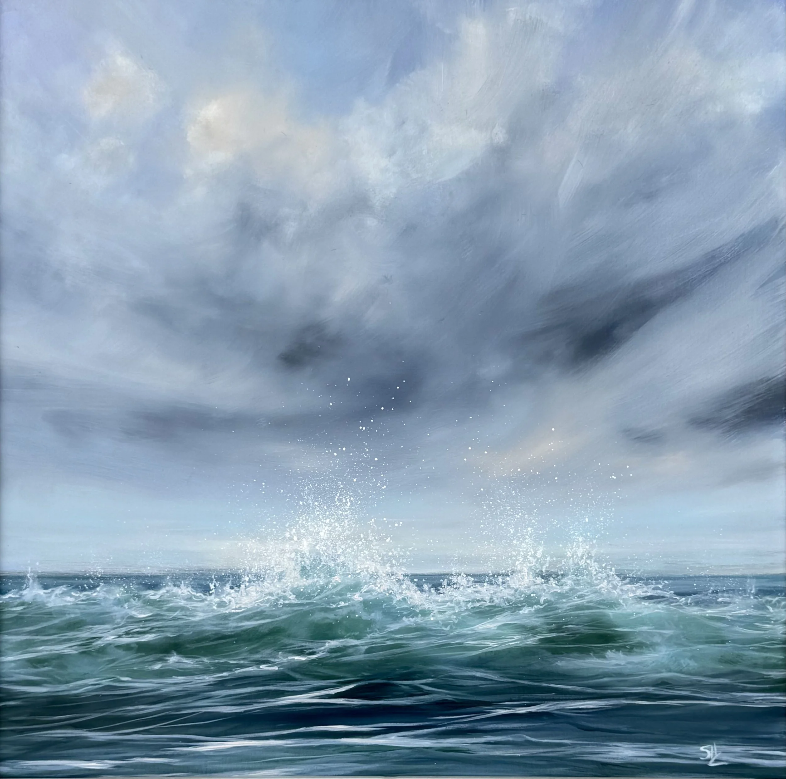 Sea waves with spray and foam during a storm or windy weather.