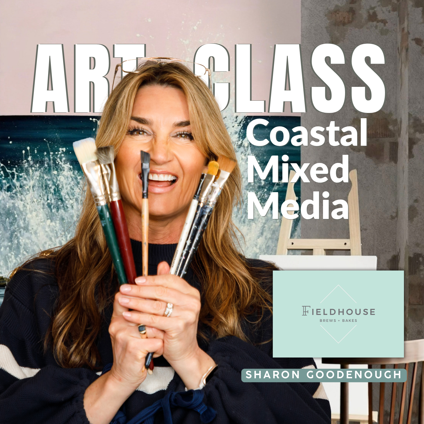 Coastal Mixed Media Painting Evening at Fieldhouse Coffee