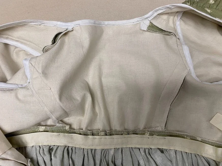 The interior of the back bodice.  