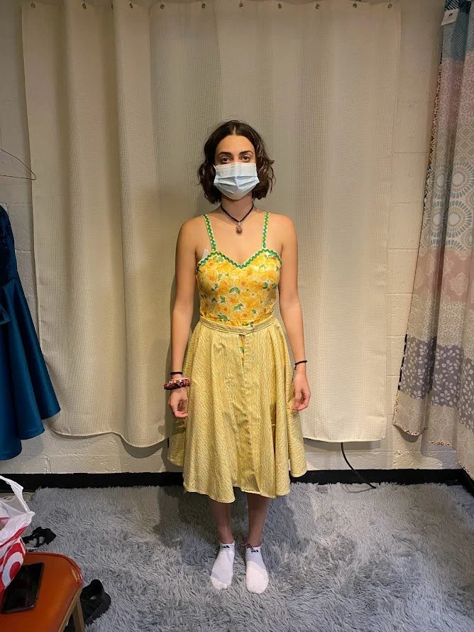 A fashion fabric fitting of the jumpsuit with detatchable circle skirt