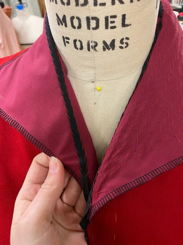 40's Tear away skirt suit - roll tape and pad stitching