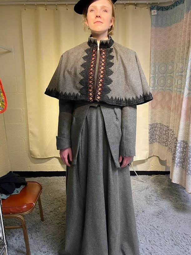 Walking suit - final fitting with cape