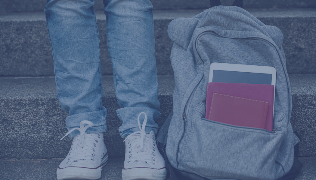 backpack red notebook