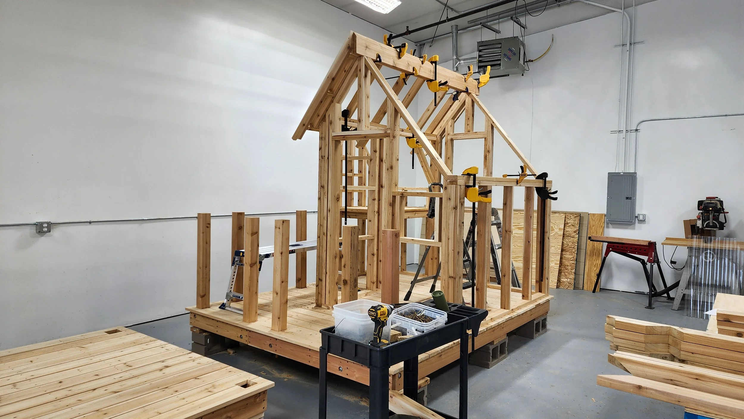 Roof framing going up