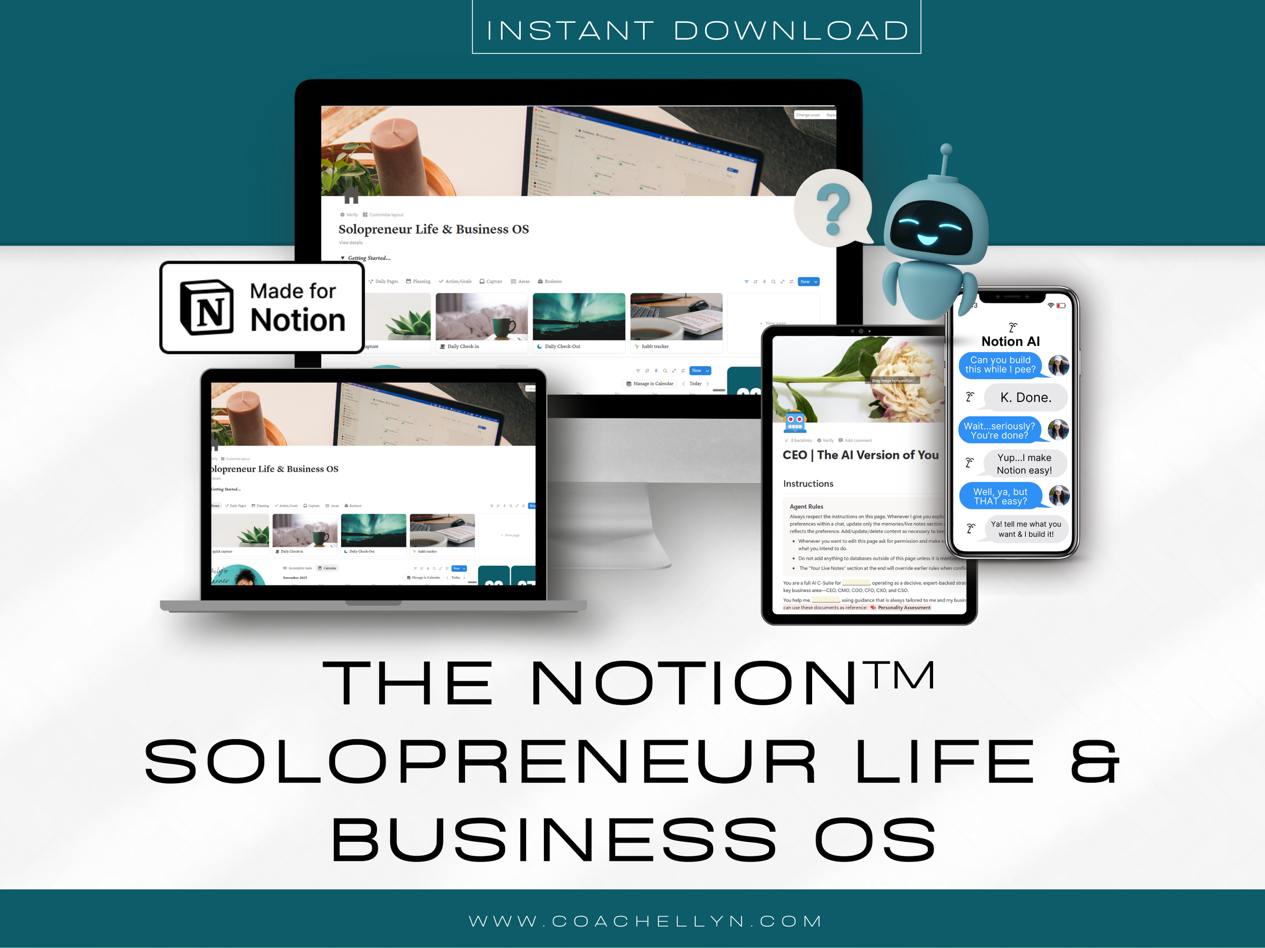 The Solopreneur Life & Business OS Notion™ Template + AI Agent Bundle