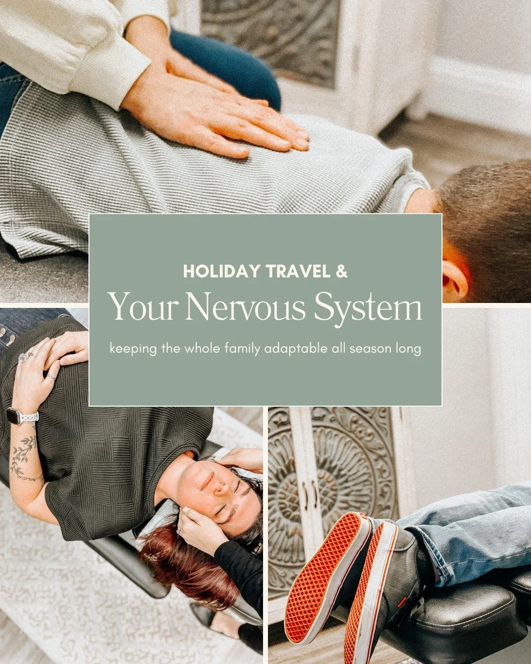 Holiday Travel + Your Nervous System 

The holidays bring so much joy&hellip;but let&rsquo;s be honest, they also bring a whole lot of stress on your body. Long car rides, crowded airports, nights on a lumpy pull-out couch, kids staying up way past b