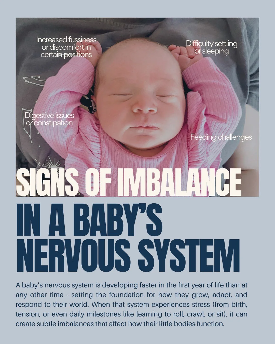 A baby&rsquo;s nervous system is developing faster in the first year of life than at any other time - setting the foundation for how they grow, adapt, and respond to their world. ✨

When that system experiences stress (from birth, tension, or even da