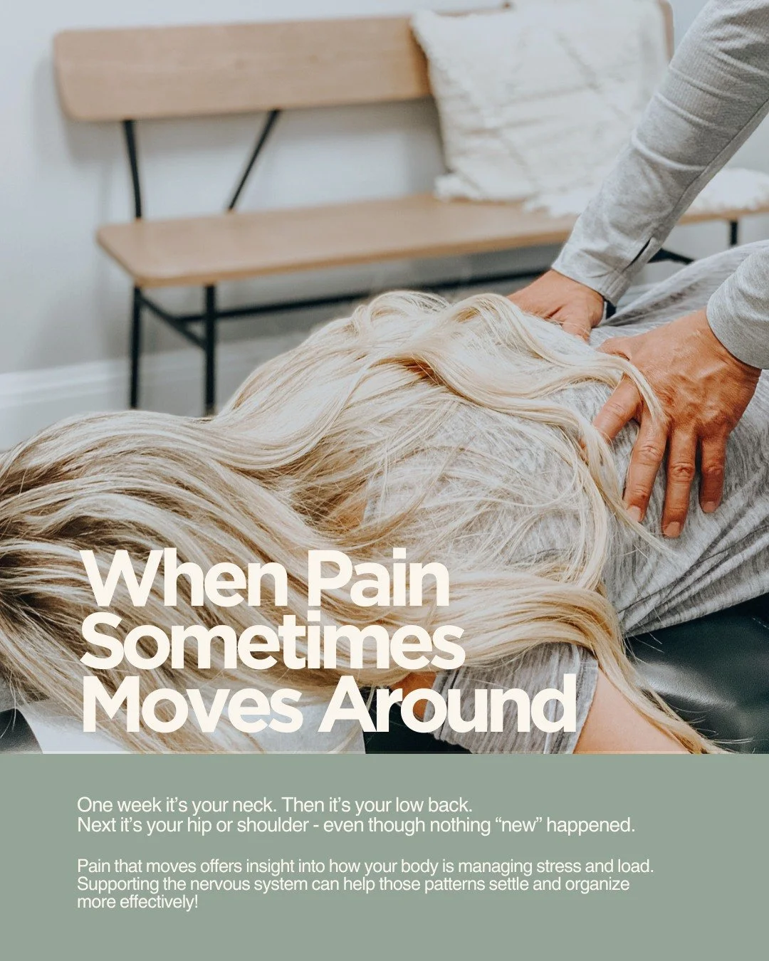 One week it&rsquo;s your neck.
Then it&rsquo;s your low back.
Next it&rsquo;s your hip or shoulder - even though nothing &ldquo;new&rdquo; happened.

When pain seems to move instead of stay put, it can feel confusing - even frustrating. 😕 But, this 
