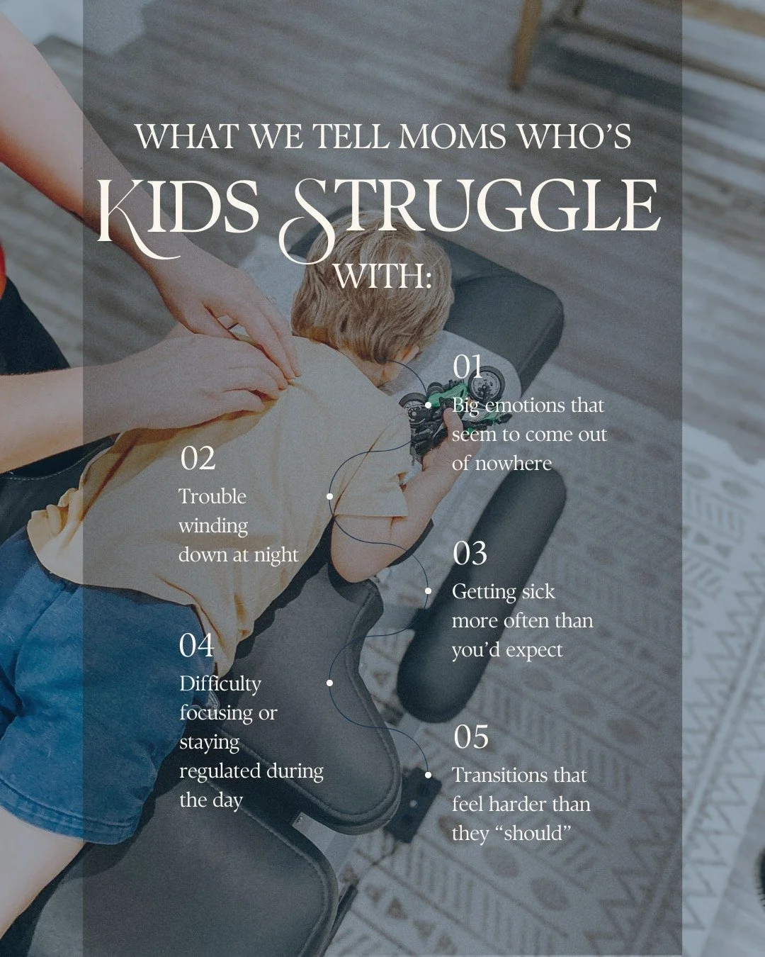 What We Tell Moms Whose Kids Struggle With&hellip;🤍

&bull; Big emotions that seem to come out of nowhere
&bull; Trouble winding down at night
&bull; Getting sick more often than you&rsquo;d expect
&bull; Difficulty focusing or staying regulated dur