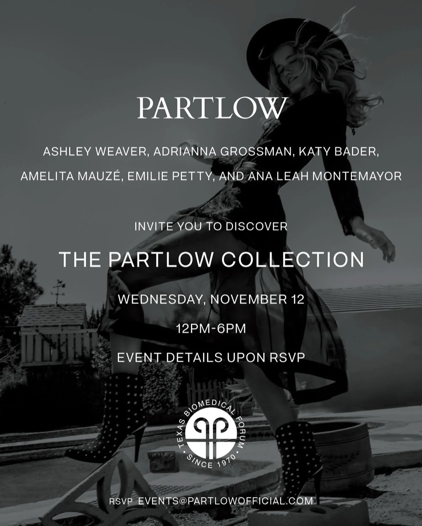 Save the date to shop @partlowofficial to support the Forum! Please RSVP for details.