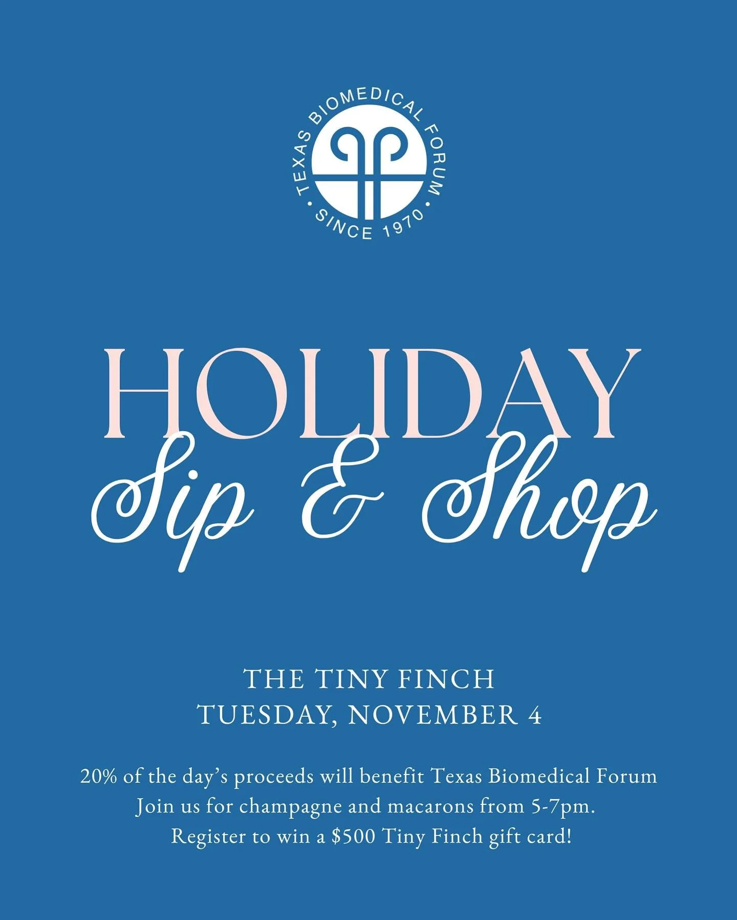 Please come shop the Tiny Finch next Tuesday from 5 until 7 to support the Forum! @thetinyfinch