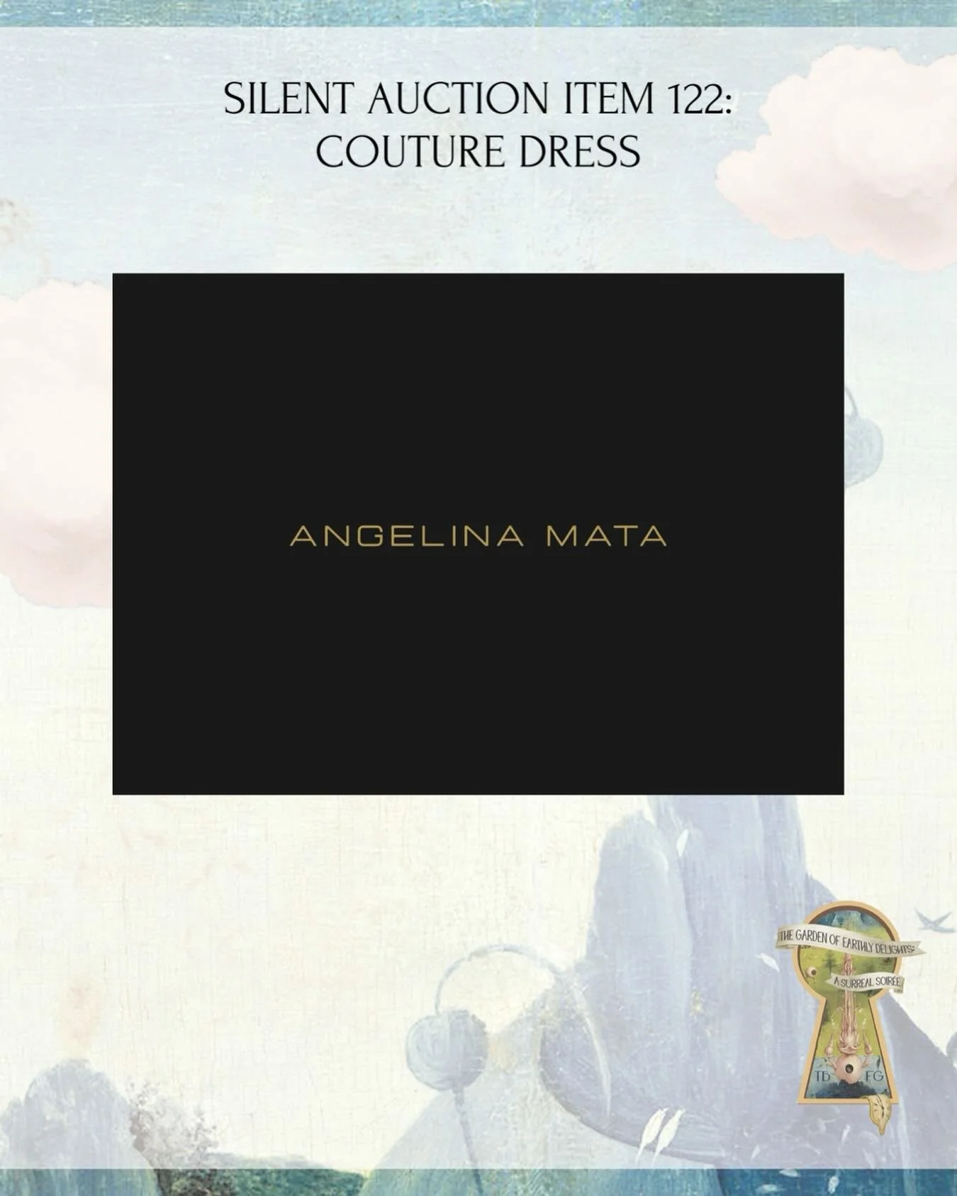 AUCTION ITEM 122: Created exclusively for the Forum Gala, this one-of-a-kind piece by Angelina Mata of Mata Atelier will make its debut at the gala tonight - presented on a mannequin, unseen until tonight! 

Known for her exacting approach to form, p