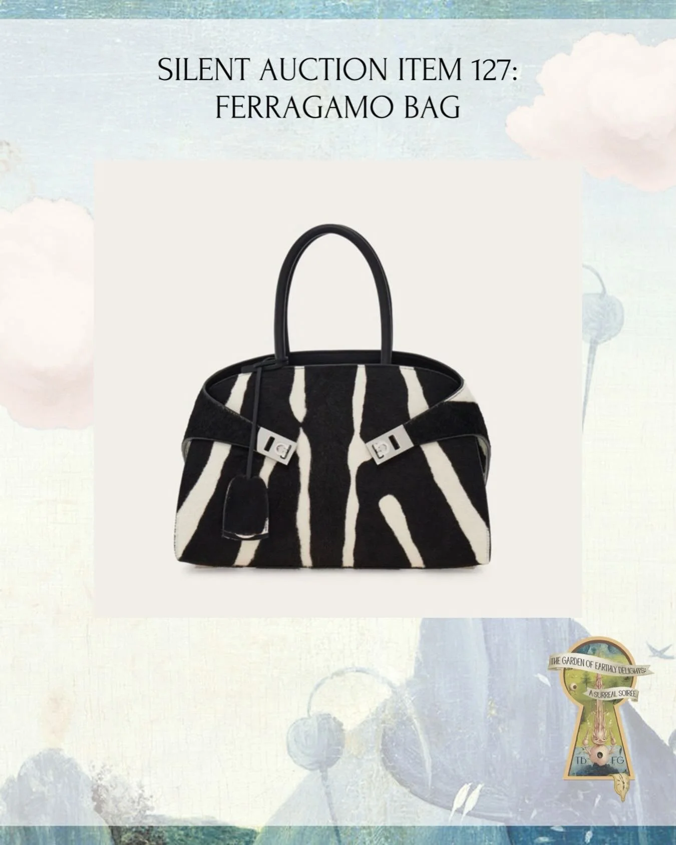 AUCTION ITEM 127: Ferragamo Mini Hug Genuine Calf Hair Handheld Bag