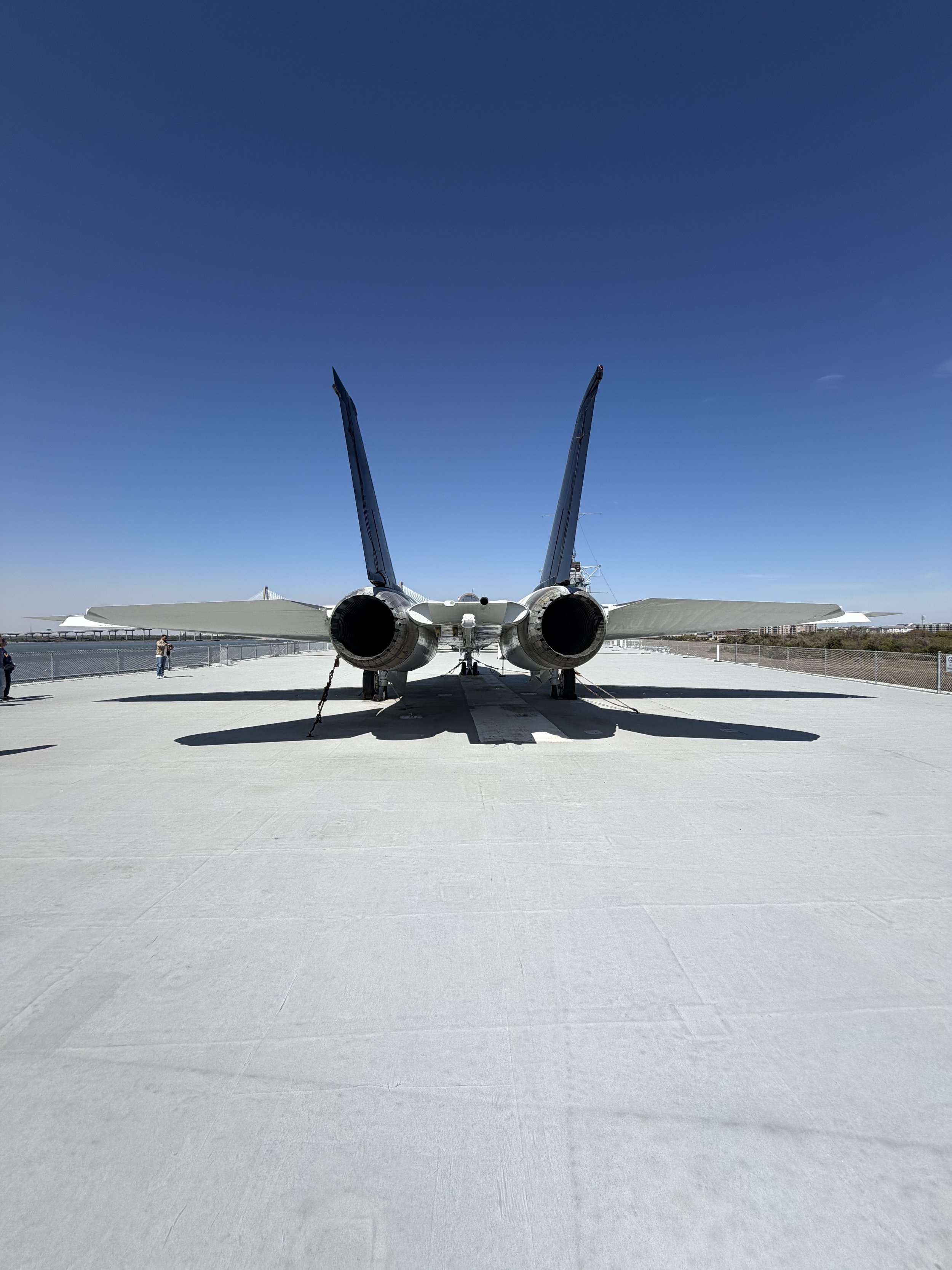 Plane on aircraft carrier.