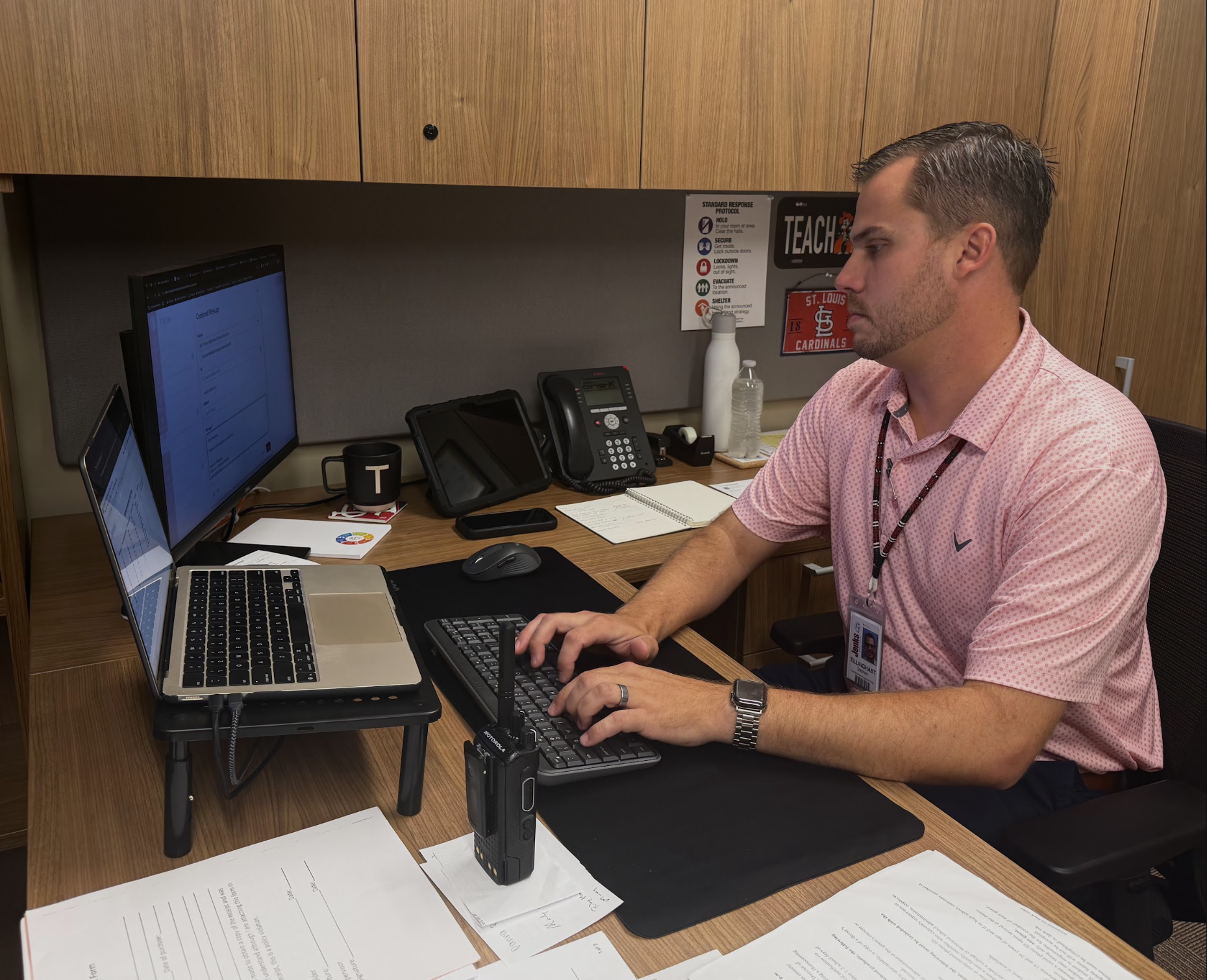 Mr. Tillinghast typing