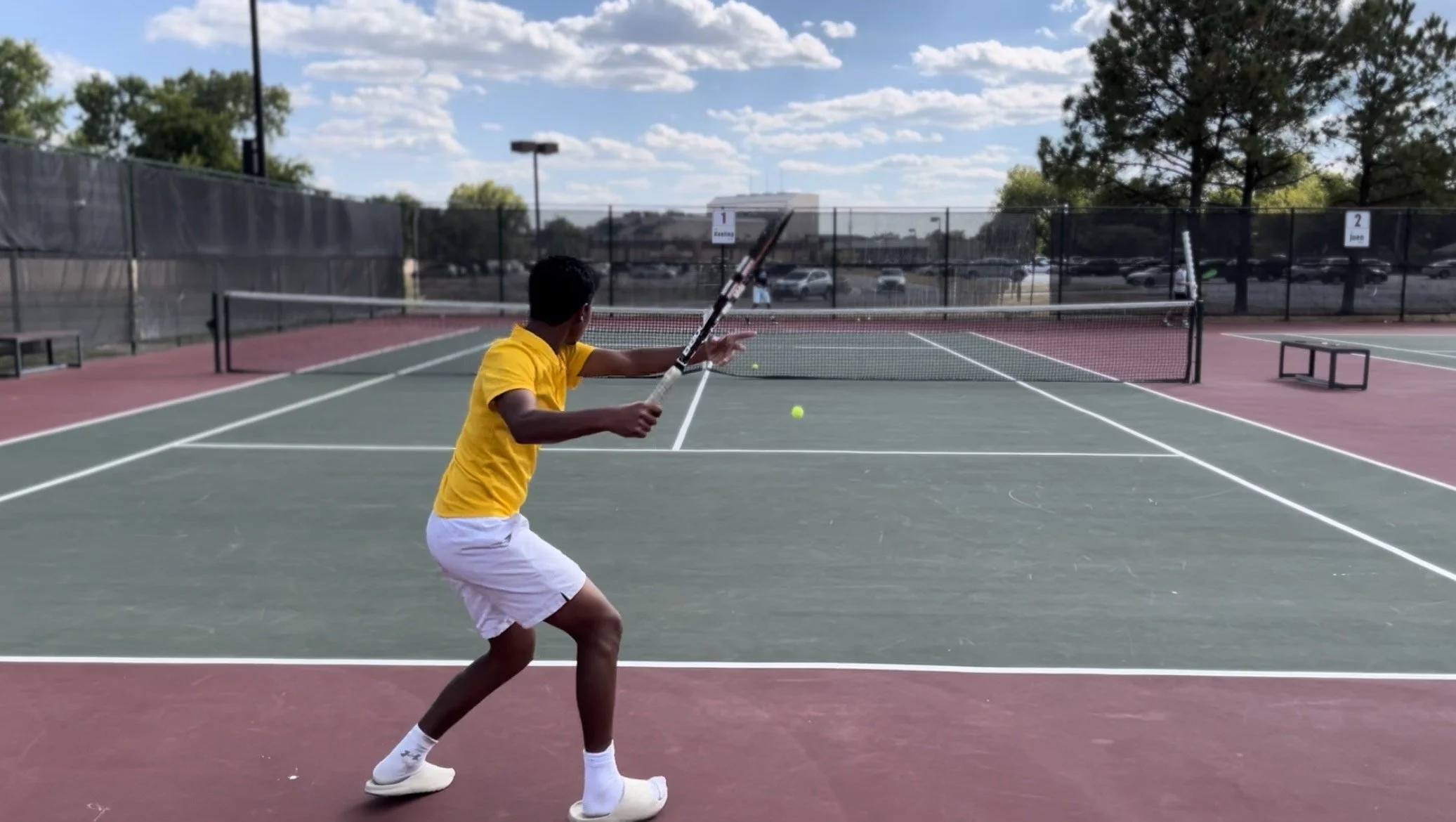 Krishna Bhadrirju at the Jenks Tennis High School Courts  Courtesy of Aiden Acebo