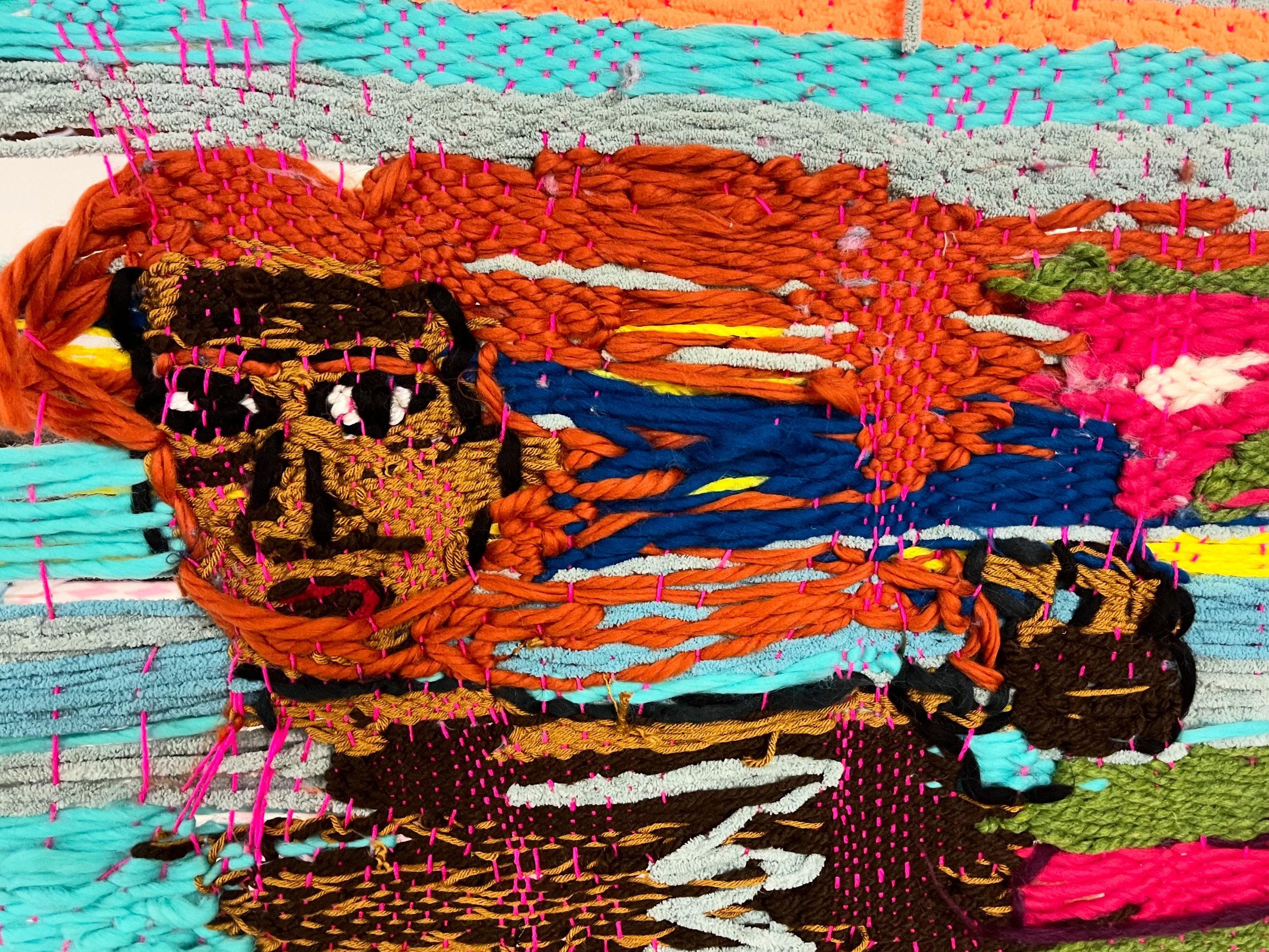 Swimming ( Part of the Swimming Pool Series) Hand made Loom tapestry