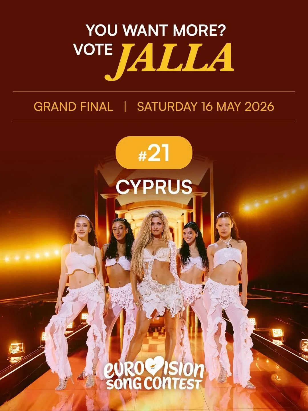 Calling ALL Cypriots from around the world ‼️🌐Check in tonight and vote for Cyprus in the Eurovision Final! ✨

Antigoni is performing #21 and she needs ALL of us behind her 🤍

From the United Kingdom, Australia, America, Greece and everywhere in be
