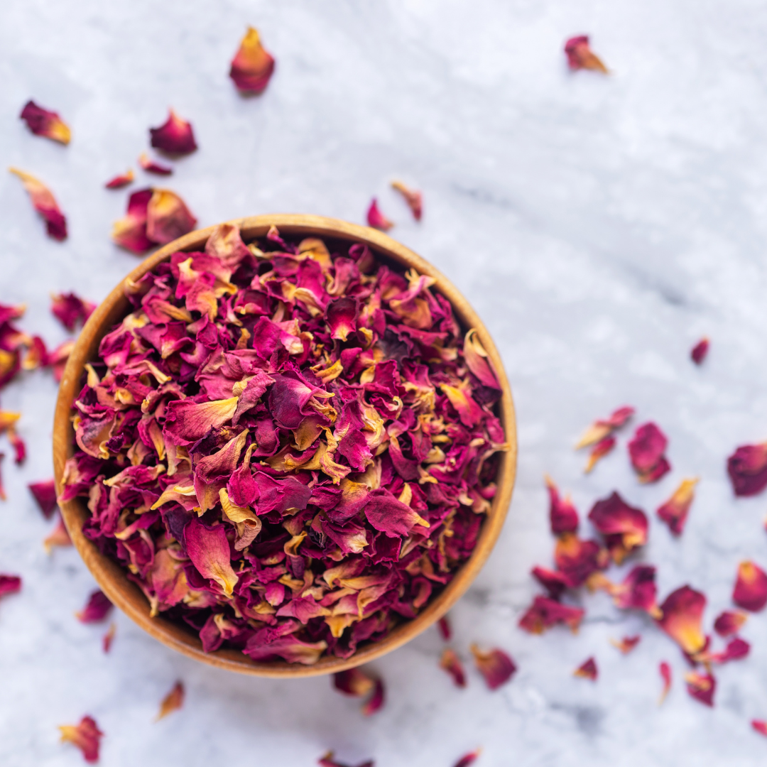 Rose petals, dried whole red - by the pound