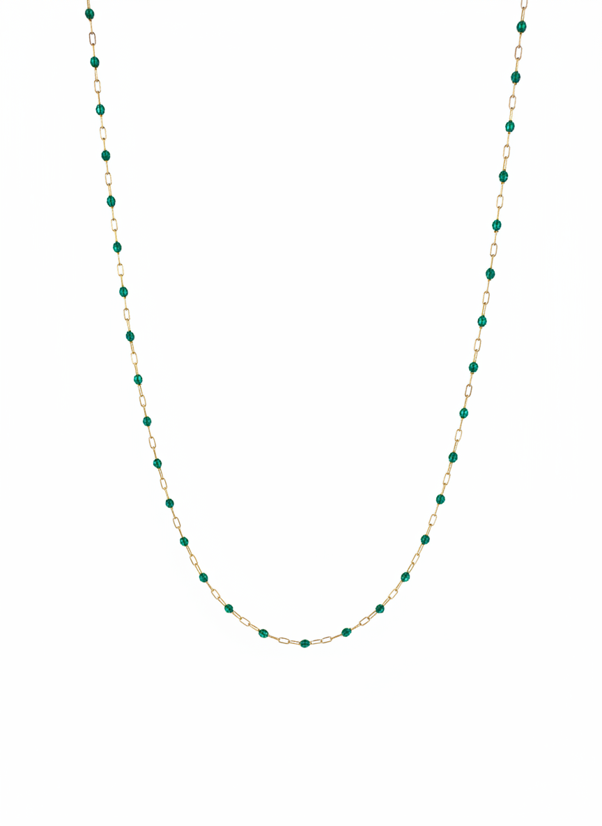16” 14k gold filled enamel chain Green.png
