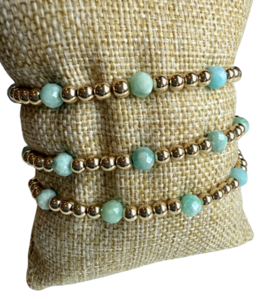 Brooks Strong x Birdie Designs Bracelet - 14k Gold + Amazonite