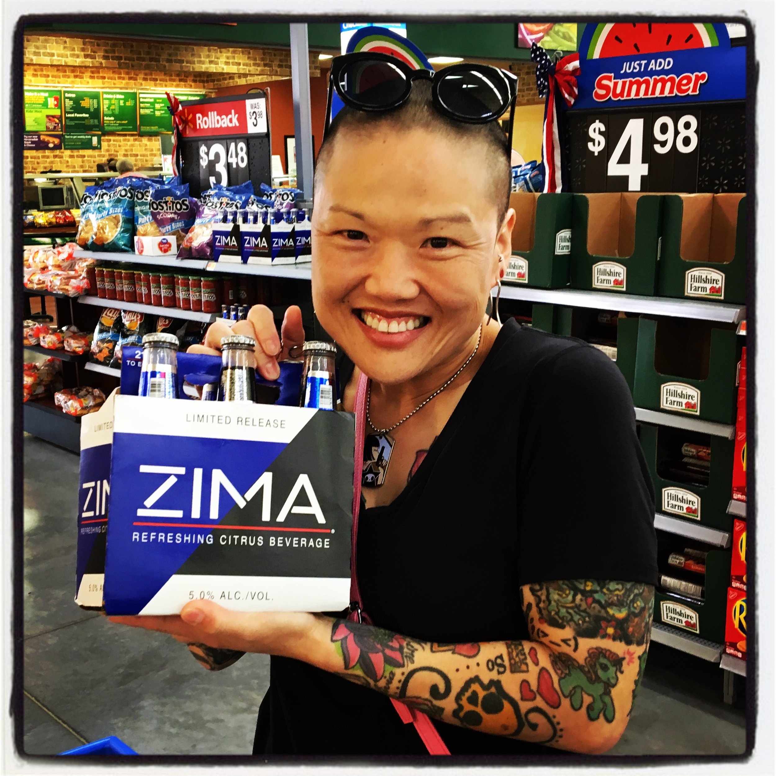 Gotta love me some Zima! It was my favorite back in the 90's when the only way to get it was to stand outside the liquor store and beg strangers to buy me some while they were on the way in. Delish!