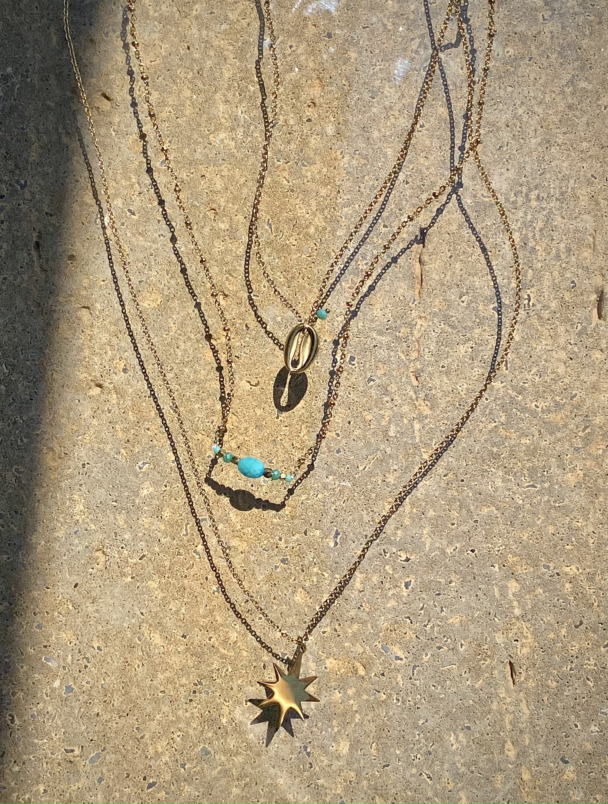 3 layers gold necklace