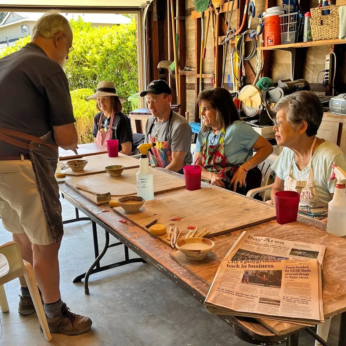 I had a wonderful experience with some friends and neighbors.  I invited them over for a fairy building workshop.  First I demonstrated how to make a few things, a chair, a table, a door, etc.  They took off from there and the creative juices really 