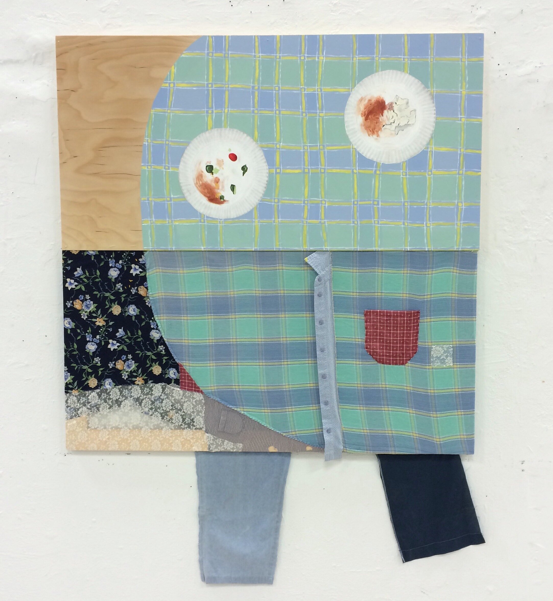 You are what feeds you, 2017, wood, fabric, lace, oil, 4 x 4 ft.