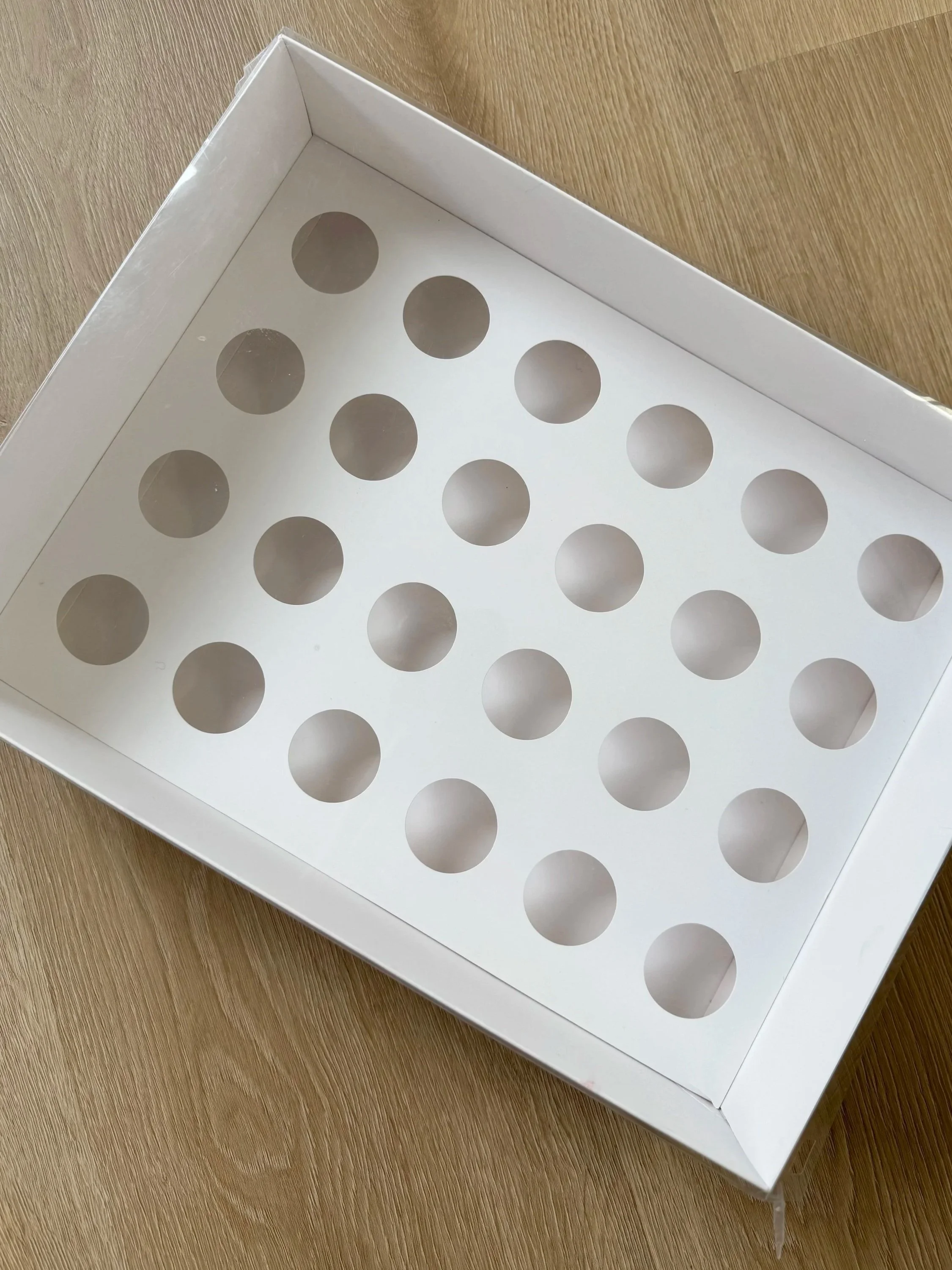 24 Mini Hole Cupcake Box - wider spaces - full clear lid - 10 Pack
