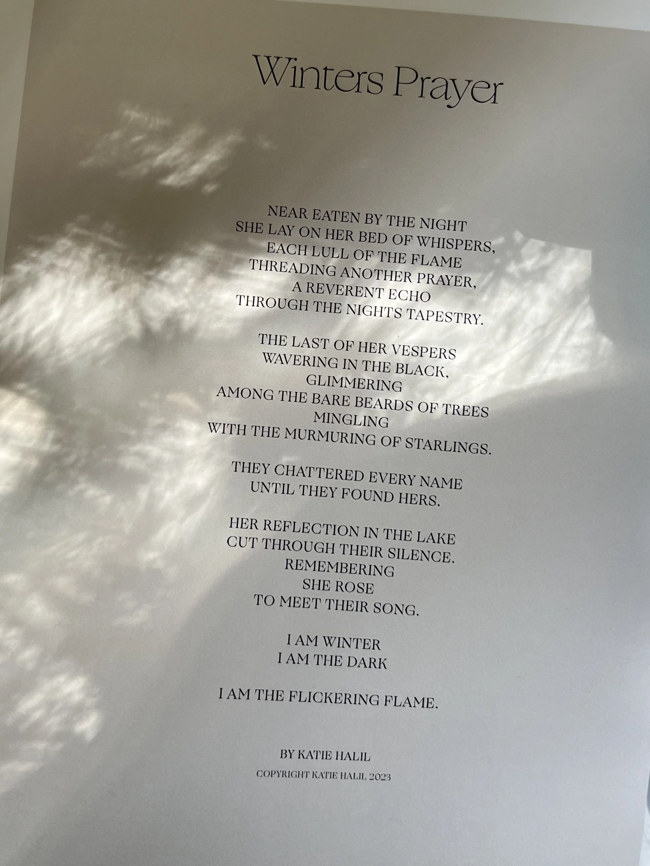 poem for Well Curated ~ winters prayer