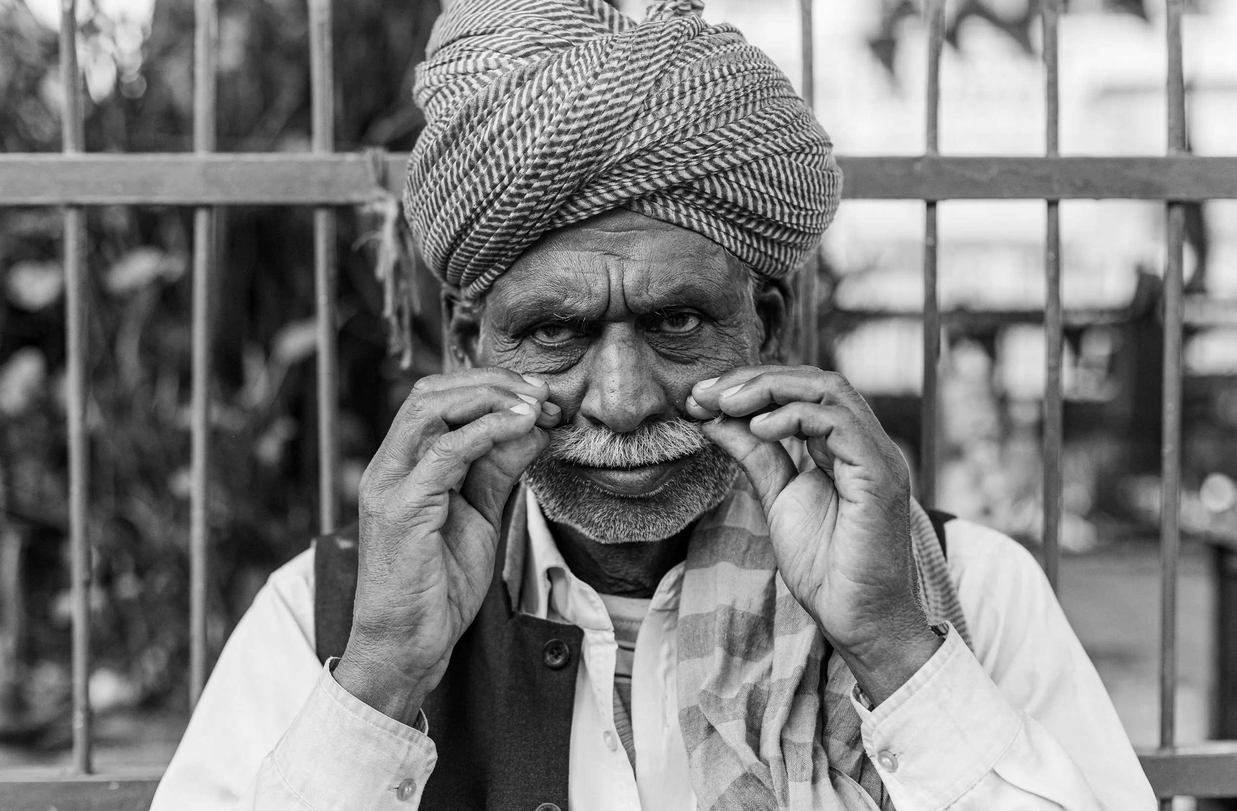 "A Rajput adjusts his mustache."  India 2023