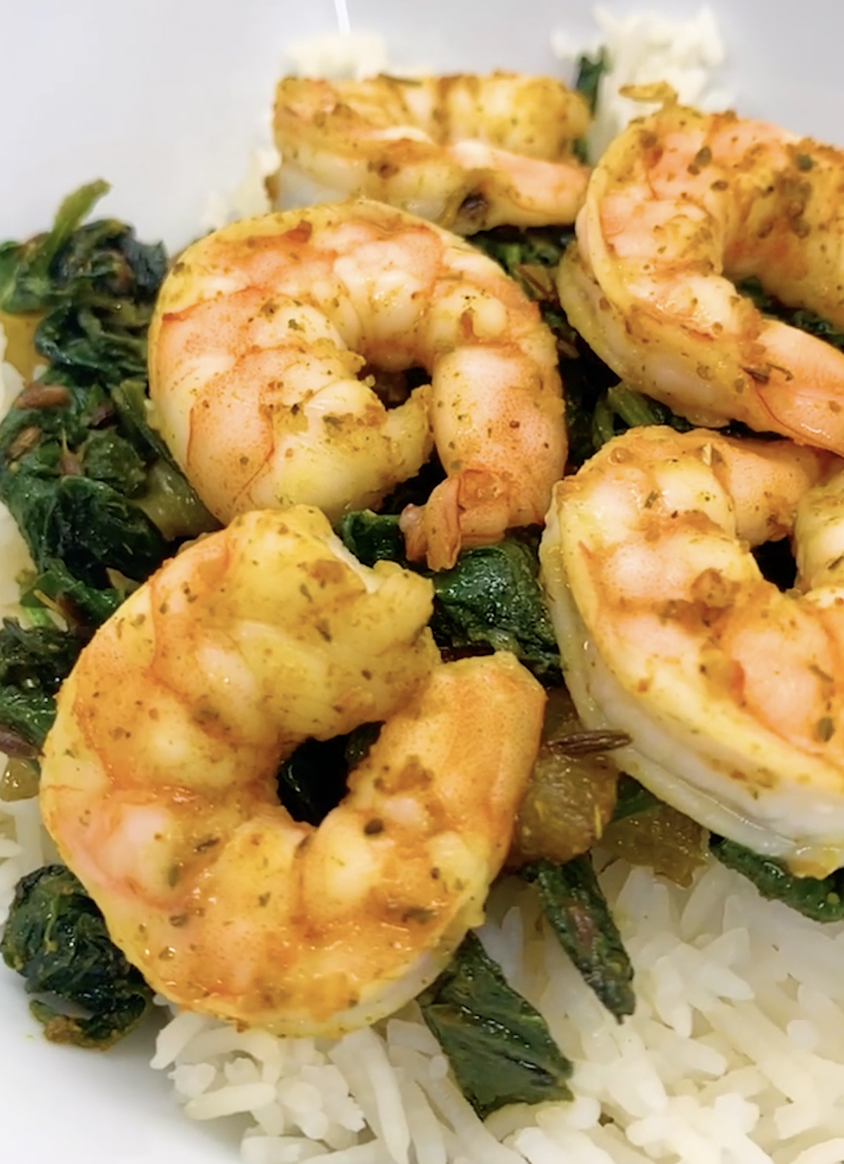 Masala Shrimp With Spinach