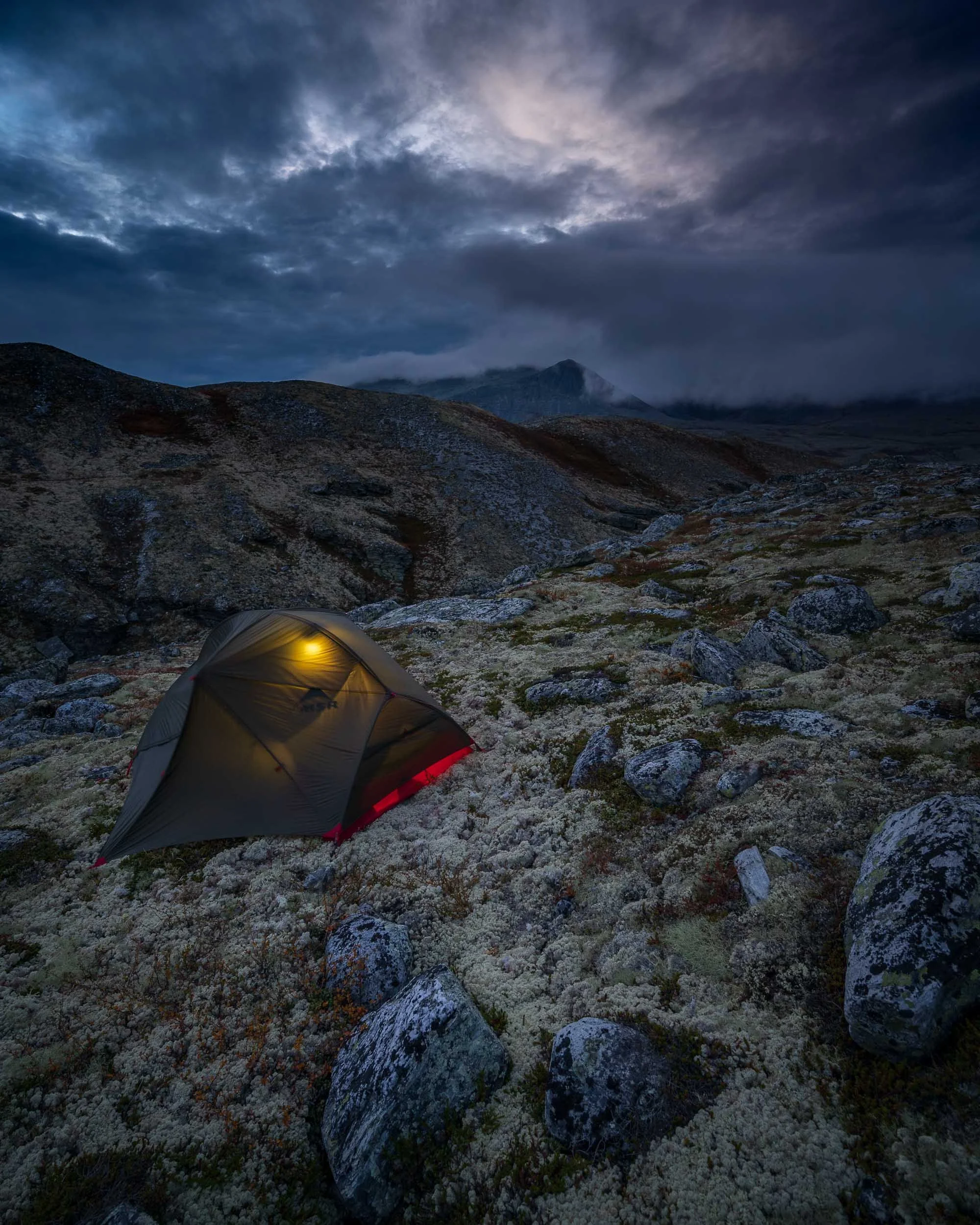 One man and a tent in the middle of Rondane