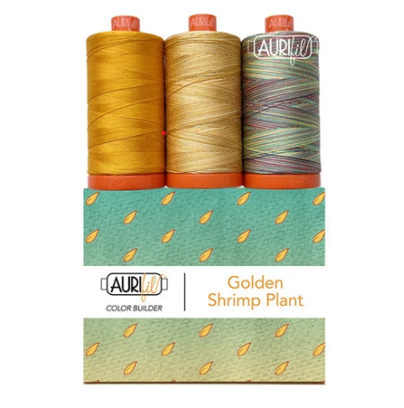 Golden Shrimp Plant Aurifil Thread Collection - 3 large spools 50wt