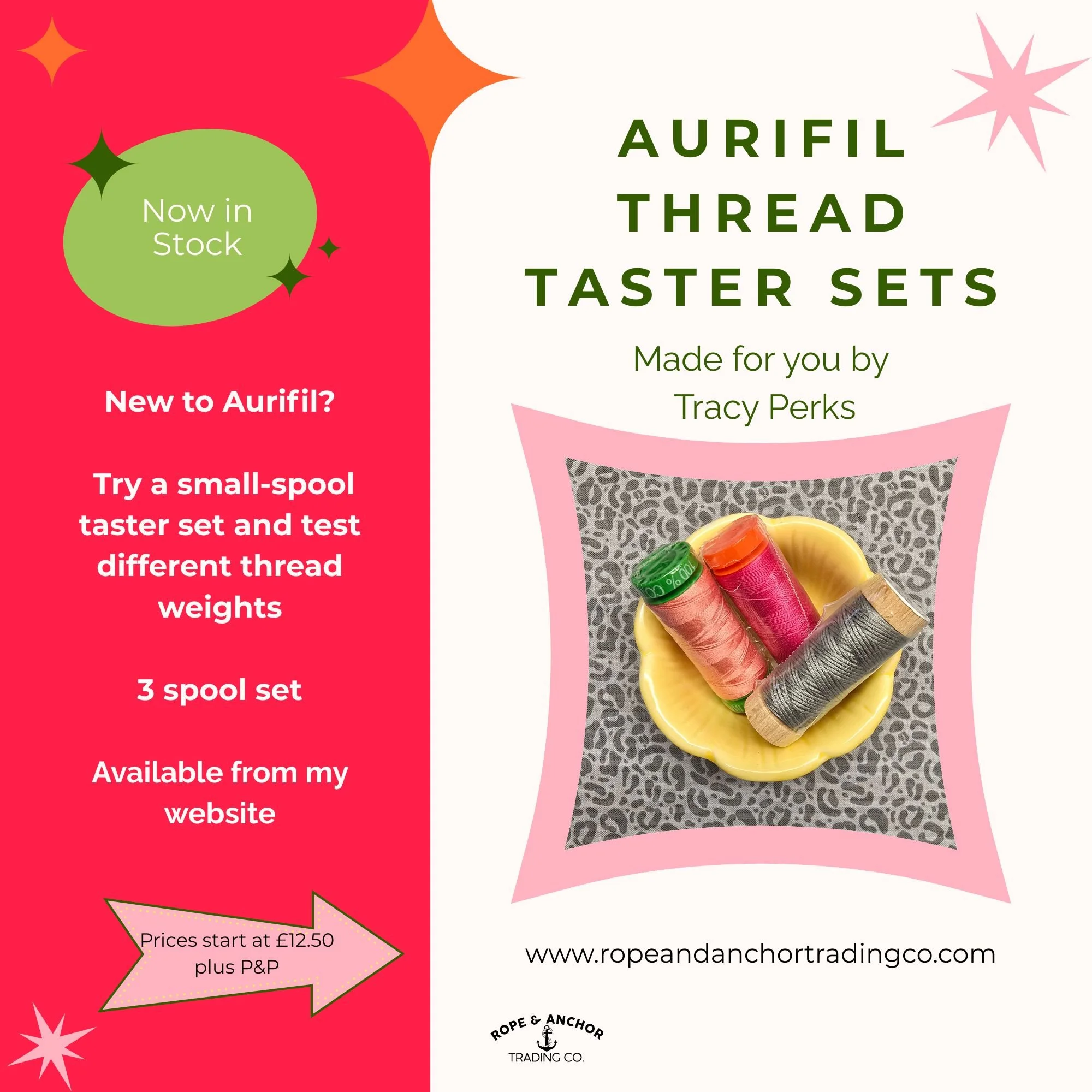 Aurifil Thread Taster Set - 3 spool  floss, 40 wt, 50 wt