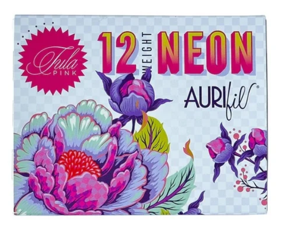 Tula Pink Neon Aurifil Thread Collection - 3 large spools 12 wt