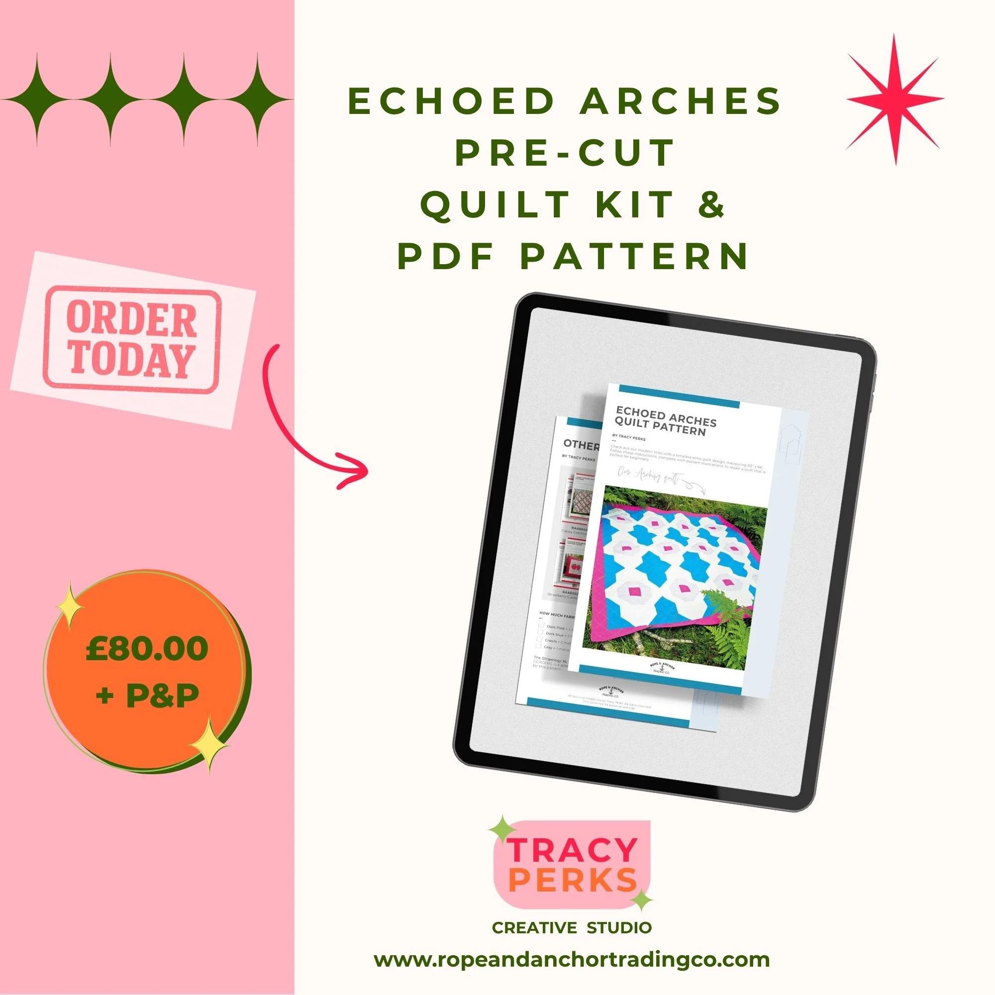 Echoed Arches Pre-Cut Quilt Kit and PDF Pattern